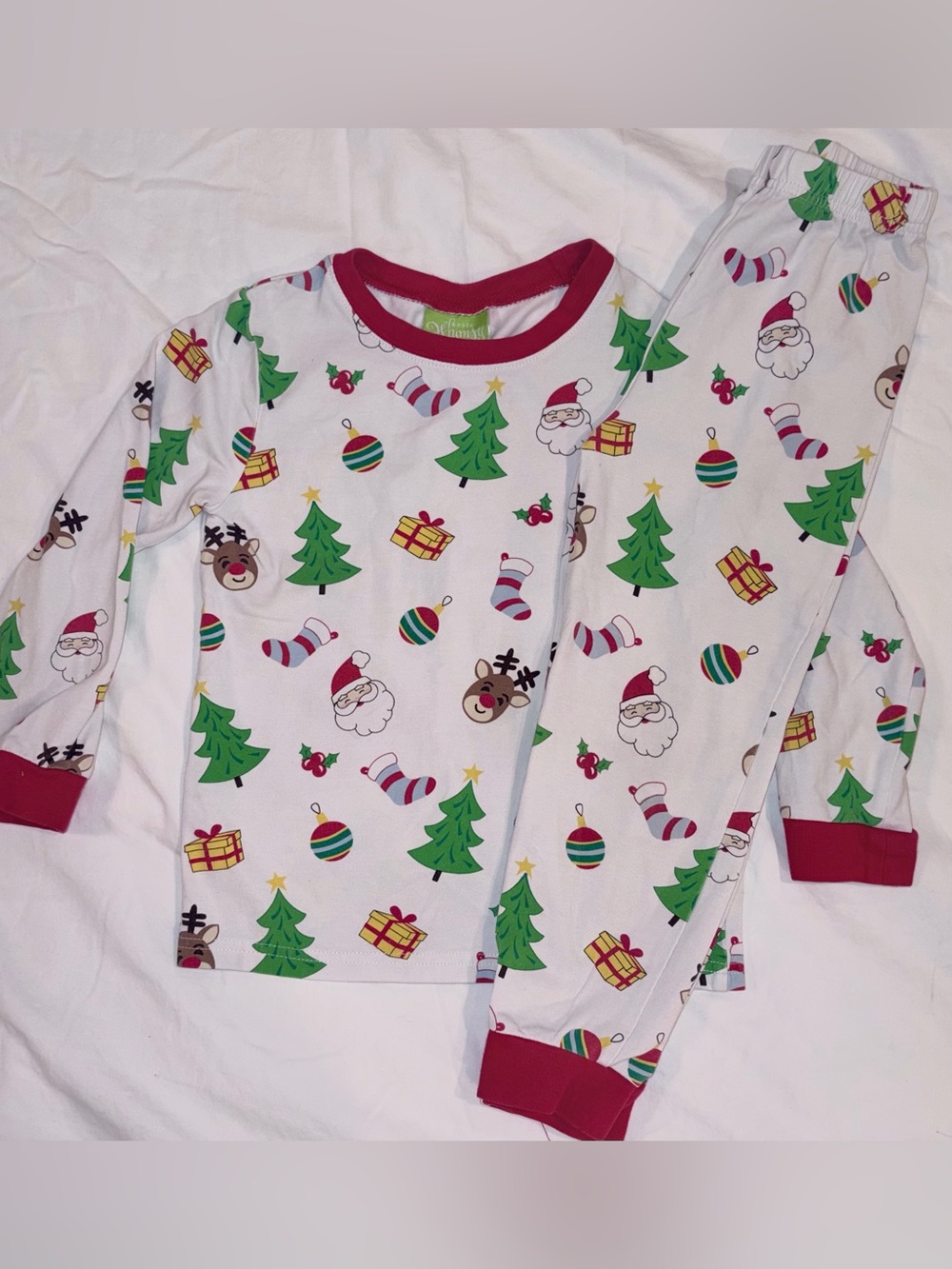 Classic Whimsy Bright Colorful Unisex Christmas Pajama Set sz 5 EUC